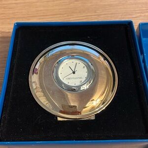 Sterling Silver Plated Timepiece Desk Clock 25th Anniversary Grey Flannel VTG